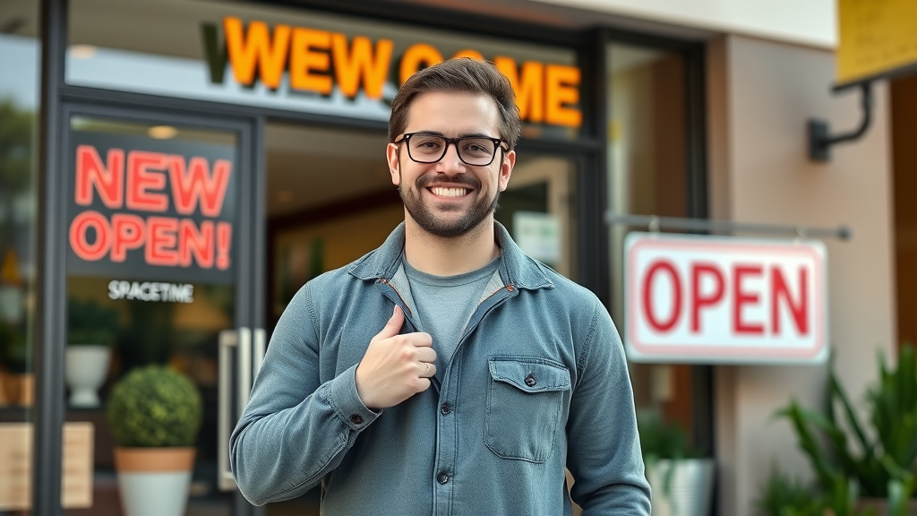 Confident first-time business owner celebrates successful acquisition