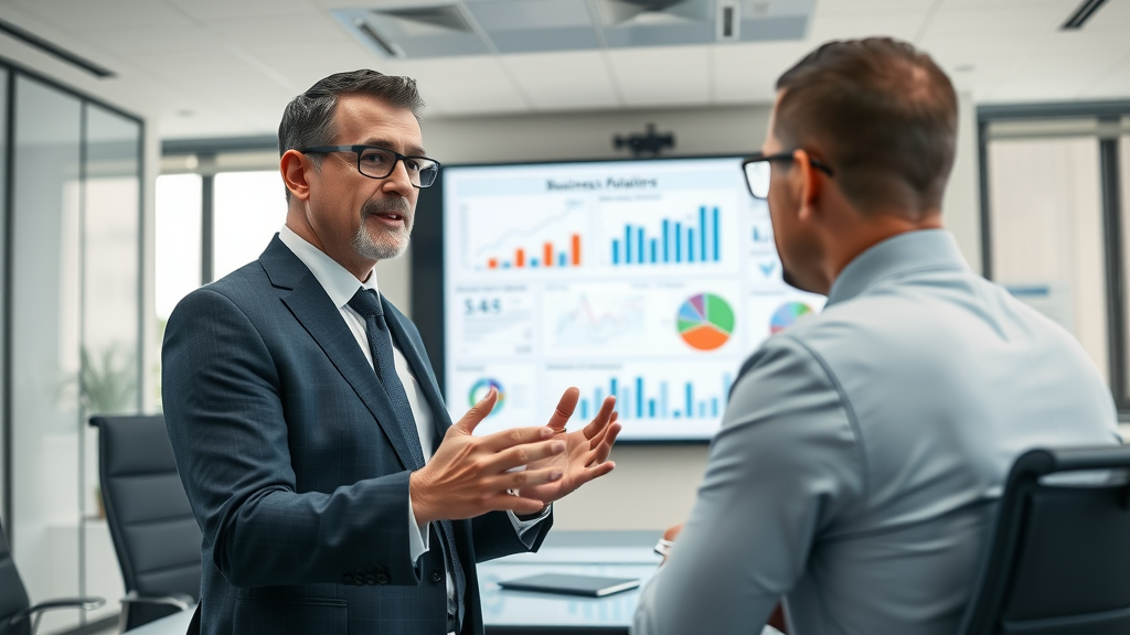 business appraiser explaining business valuation methods to a client