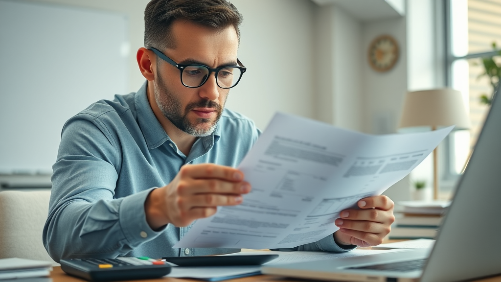 Business valuation expert analyzing financial documents for selling a business