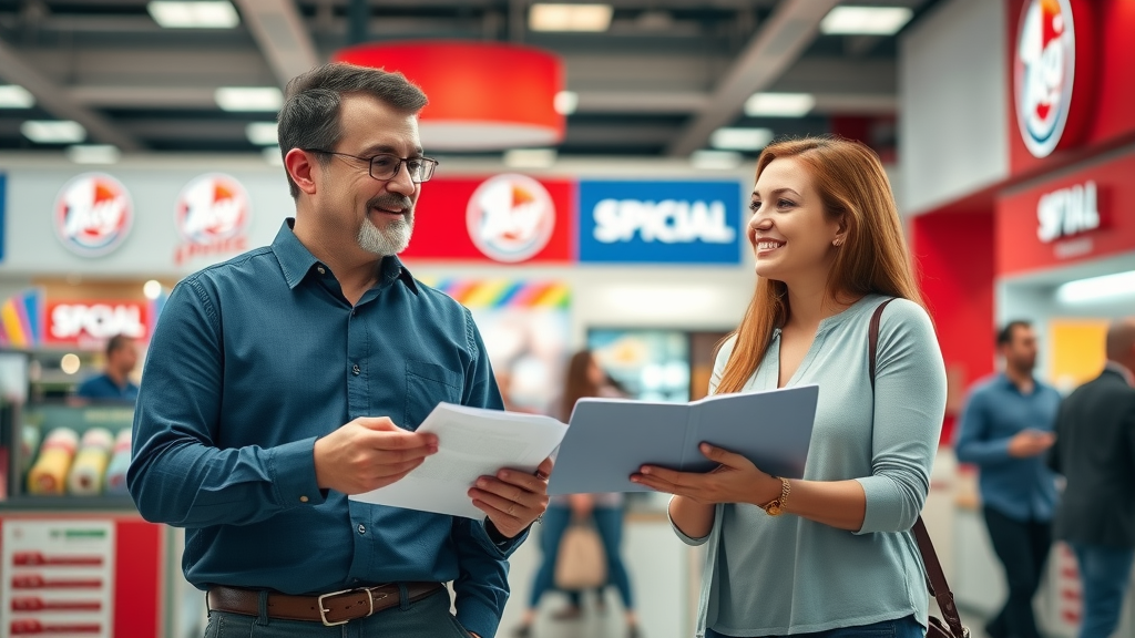 enthusiastic franchisee reviewing operations with franchise manager buying a franchise business