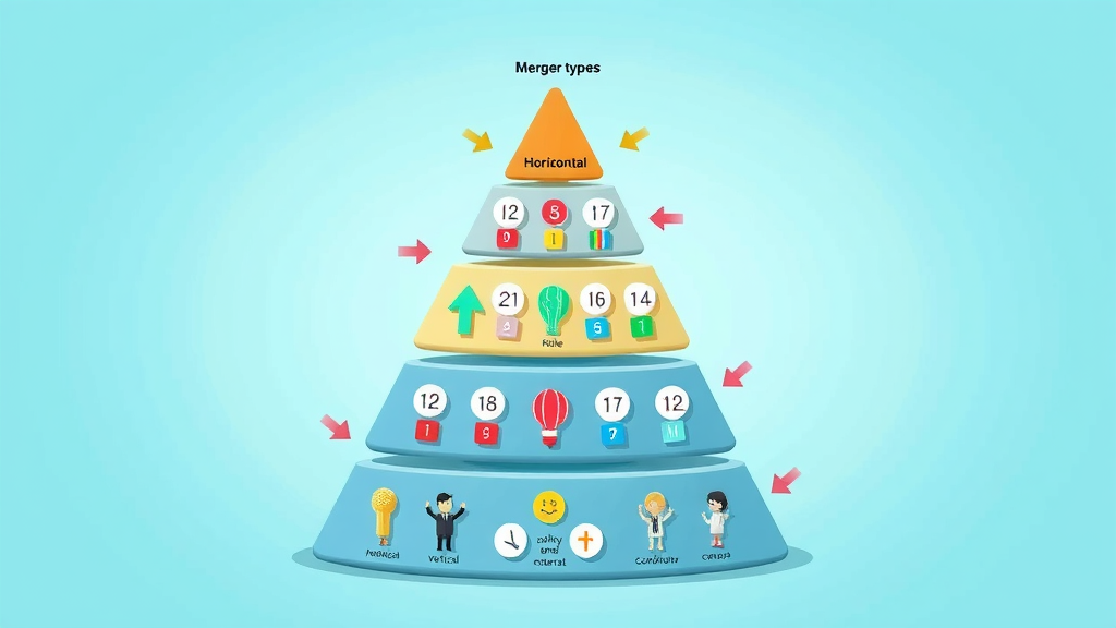 mergers and acquisitions dynamic business pyramid depicting merger types and wealth impact